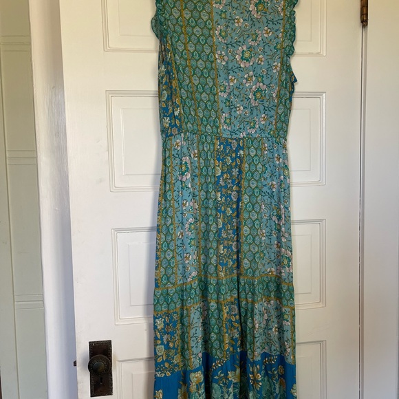Boho Floral Turquoise Blue Dress - Picture 5 of 6